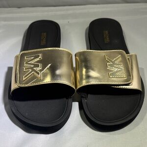 Michael Kors Metallic Gold Slides